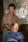 Frank Murphy and Paul Simmons (seated and 'dead')